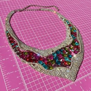 The Pink Diva Fabulously Girly Chic multi color crystal beaded Silver Necklace